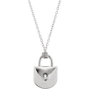 The Men's Jewelry Store (for HER) Diamond Heart Lock Sterling Silver Pendant Necklace,18" (1/10 Cttw)