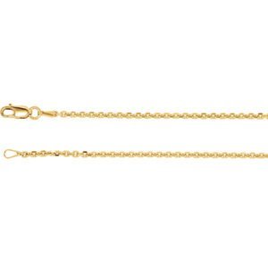 1.75mm 14k White Gold Solid Diamond Cut Cable Chain Bracelet, 7"