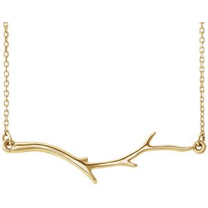 Branch Bar 14k Yellow Gold Necklace, 16"