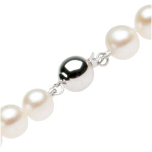 Freshwater Cultured White Pearl Strand Bracelet, 8 MM - 9 MM, Sterling Silver 7.75 Inches