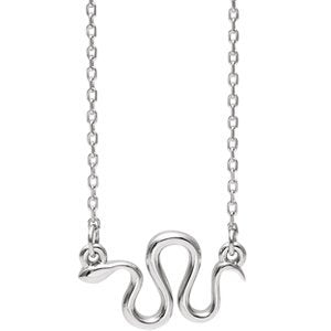 Snake Necklace, Rhodium-Plated 14k White Gold, 18"