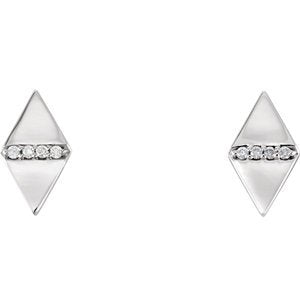 Diamond Geometric Earrings, Rhodium-Plated 14k White Gold (.025 Ctw, GH Color, I1 Clarity)