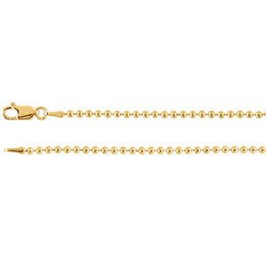 2mm 14k Yellow Gold Bead Chain, 20"