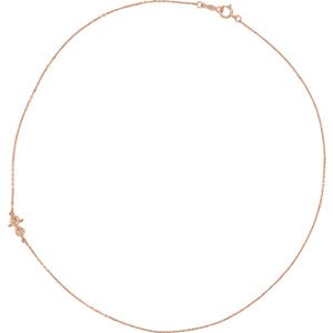 Infinity Sideways Cross 14k Rose Gold Necklace, 16" and 18"