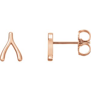 Fancy Wishbone Earrings, 14k Rose Gold