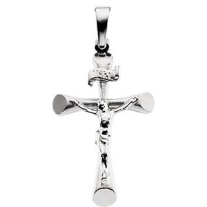 INRI Beveled Crucifix 14k White Gold Pendant (24x16MM)