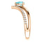 Blue Zircon Pear and Diamond Chevron 14k Rose Gold Ring (.145 Ctw, G-H Color, I1 Clarity)