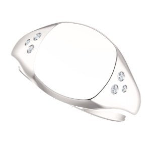 Platinum Diamond Closed Back Signet Ring (.05 Ctw, G-H Color, SI2-SI3 Clarity) Size 7.5
