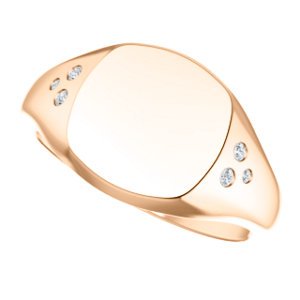 Diamond Closed Back Signet Ring, 10k Rose Gold (.05 Ctw G-H Color SI2-SI3 Clarity) Size 7.25