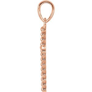 Beaded Cross 14k Rose Gold Pendant (17.5X12.10 MM)