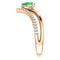 Chatham Created Emerald Pear and Diamond Chevron 14k Rose Gold Ring (.145 Ctw,G-H Color, I1 Clarity)