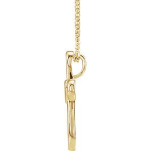Open Heart Cross 14k Yellow Gold Pendent Necklace 16" and 18" (20.35X4.25 MM)