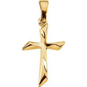 Small Curvy Cross 14k Yellow Gold Pendant