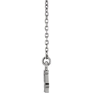 Petite Beaded Bar Necklace, Rhodium-Plated 14k White Gold, 16-18"