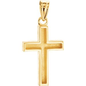 Rugged Cross Brushed 18k Yellow Gold Pendant (30X20MM)