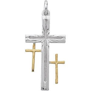 Resurrection Cross Sterling Silver and Gold Plated Pendant