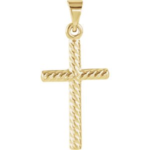 Rope Cross 14k Yellow Gold Pendant (17.5X11 MM)