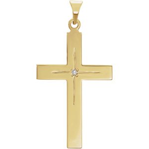 Diamond Cross 14k Yellow Gold Pendant