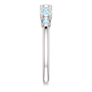 Aquamarine 7-Stone 3.25mm Ring, Rhodium-Plated 14k White Gold