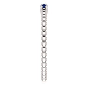 Blue Sapphire Beaded Ring, Rhodium-Plated 14k White Gold, Size 6