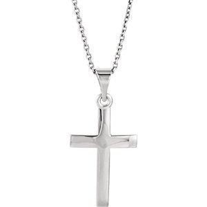 Christian Cross 14k White Gold Pendant Necklace, 18" (14.5x9.7 MM)