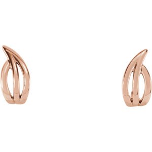 Freeform J-Hoop Earrings, 14k Rose Gold