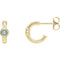 Aquamarine J-Hoop Earrings, 14k Yellow Gold