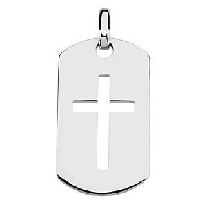 Dog Tag Cross Sterling Silver Pendant (42.00X23.50 MM)