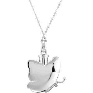 Rhodium Plated Sterling Silver Butterfly Ash Holder Pendant Necklace 18"