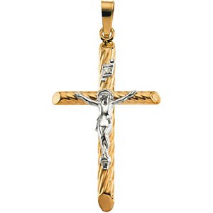 14k Yellow Gold, 14k White Crucifix Pendant