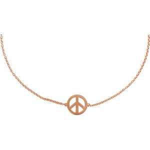 Petite Peace Sign Bracelet, 14k Rose Gold, 5.75 - 6.75"