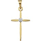 Diamond Cross 14k White and Yellow Gold Pendant (.005 Ct, G-H Color, SI1 Clarity)