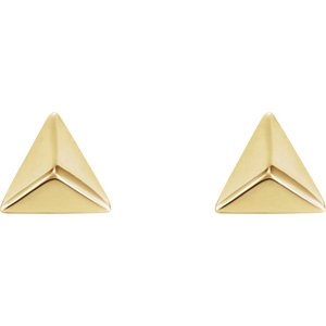 Petite Pyramid Stud Earrings, 14k Yellow Gold