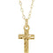 Youth Cross 14k Yellow Gold Pendant Necklace, 15" (9.50X6.50 MM)