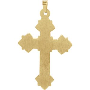 Men's 14k Yellow Gold Fleur-de-Lis Cross Pendant