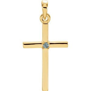 Alexandrite Inset Cross 14k Yellow Gold Pendant (22.65x11.4MM)