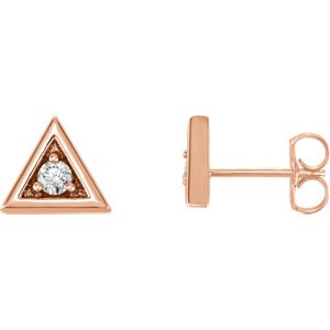 Diamond Triangle Earrings, 14k Rose Gold (.125 Ctw, GH Color, I1 Clarity)