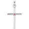 Pink Tourmaline Inset Cross Rhodium-Plated 14k White Gold Pendant (22.65x11.4MM)