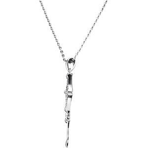 Rhodium Plate Sterling Silver Cross and Kite 'Let Your Children Soar' Necklace, 18"