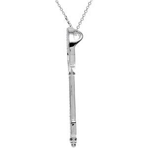 Diamond Key Sterling Silver Pendant Necklace, 18" (3/8 Cttw)