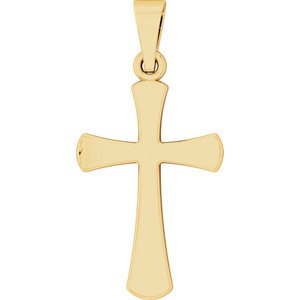 Rounded Edge Cross 14k Yellow Gold Pendant (23.2X11.4MM)