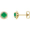 Emerald and Diamond Halo-Style Earrings, 14k Yellow Gold (4.5 MM) (.16 Ctw, G-H Color, I1 Clarity)