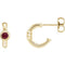 Ruby J-Hoop Earrings,14k Yellow Gold