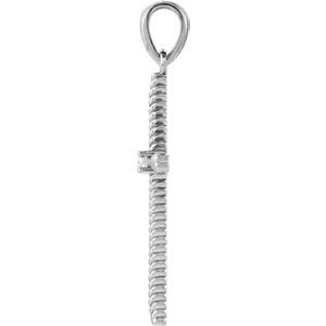 Platinum Diamond Rope-Trim Cross Pendant (.03 Ct, G-H Color, I1 Clarity)
