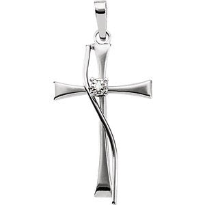 Diamond Cross 14k White Gold Pendant