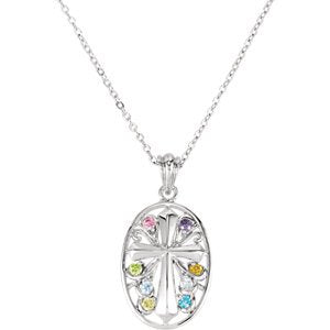 Passion Cross 'Celebrate Recovery' Pendant Necklace, Rhodium Plate Sterling Silver, 18"