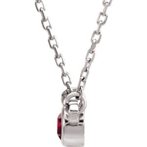 Chatham Created Ruby Solitaire 14k White Gold Pendant Necklace, 16"
