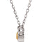 Citrine Solitaire Rhodium Plate 14k White Gold Pendant Necklace, 16"