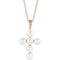 White Freshwater Cultured Pearl Cross 14k Rose Gold Pendant Necklace, 16" and 18" (22.98X12.39 MM) (4-4.5MM)