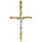 Two-Tone Hollow Tubular Crucifix 14k Yellow and White Gold Pendant (33X21MM)